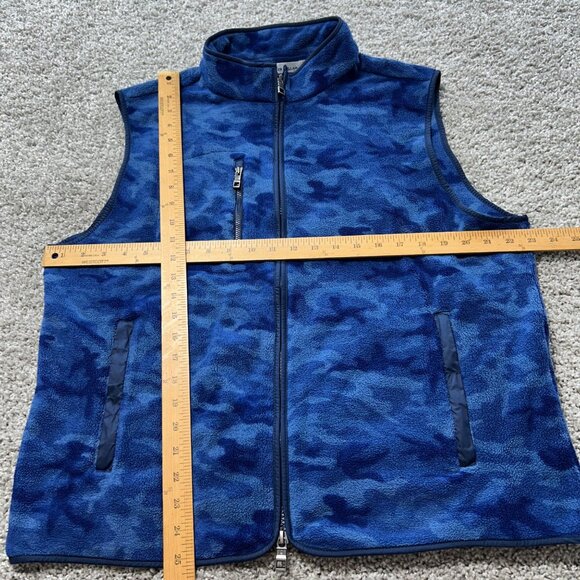 Peter Millar Mens Large Golf Vest Crown Micro Shearling Fleece Camo Print Blue - Picture 6 of 11